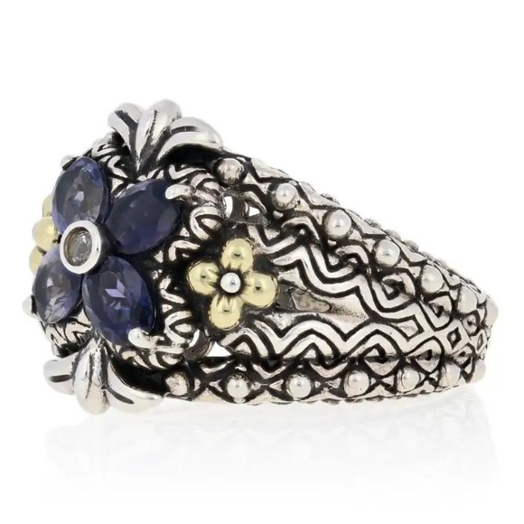 Barbara Bixby Iolite & White Sapphire Ring, Sterling Silver & 18k Gold - Picture 2 of 11